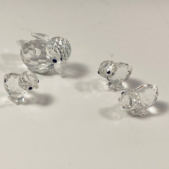 Set of 4 Swarovski crystal mother duck and three ducklings figurines-No Box - Picture 1 of 8